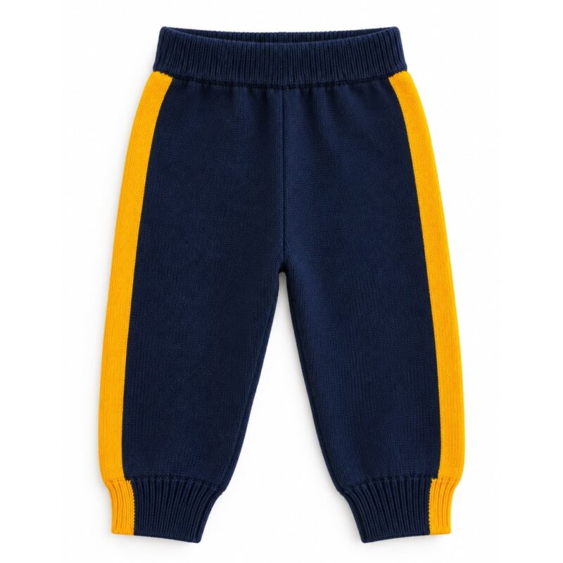 Pantalón Mini Xeneize tejido azul con franjas amarillas